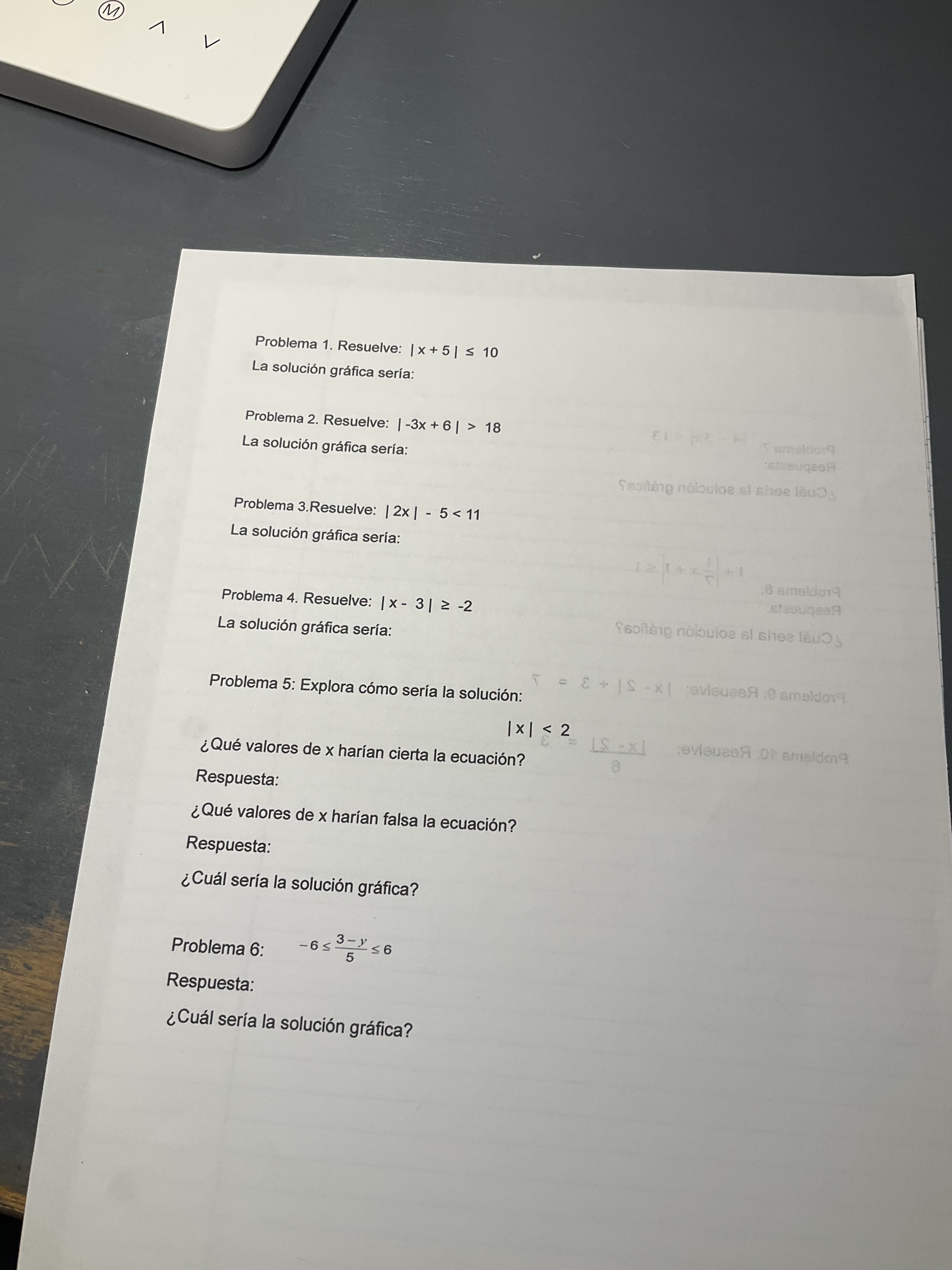 (M) Problema 1. Resuelve: | x+5 | 10 La solucin grfica sera:
