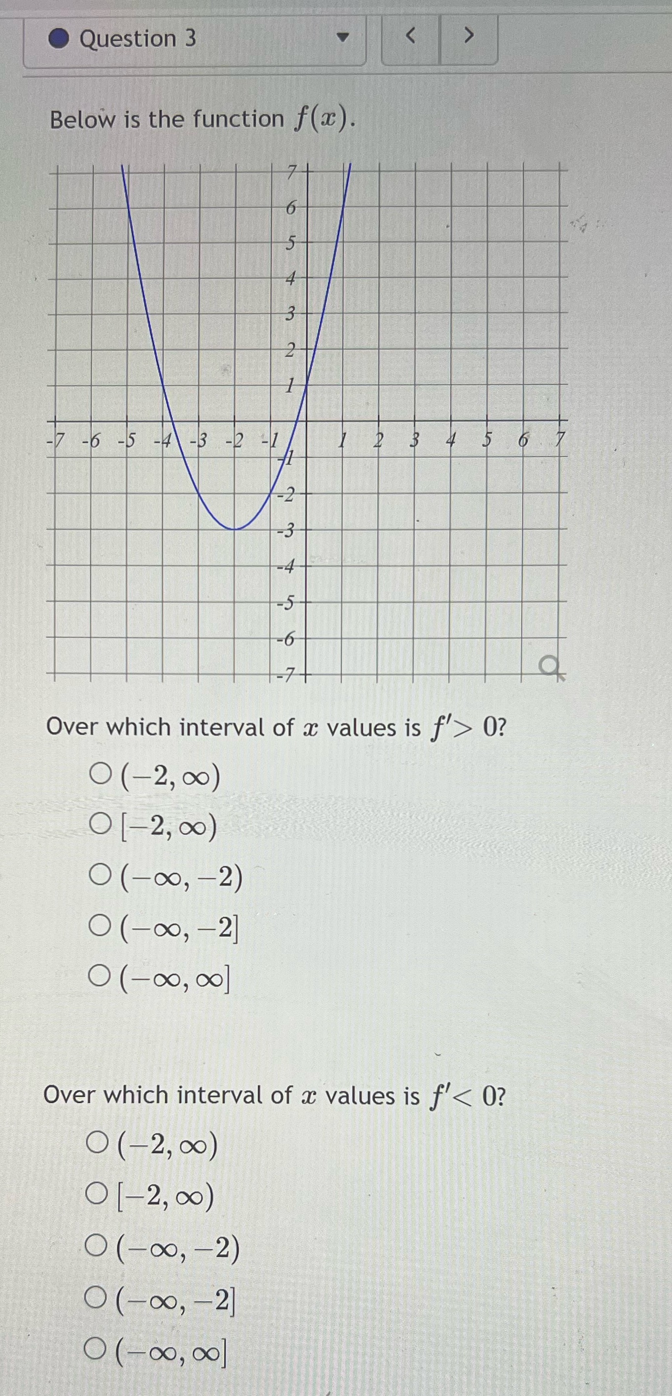 Question 3 Below is the function f(x). -7-6-5-4-3-2-1 7+ 6 5 4
