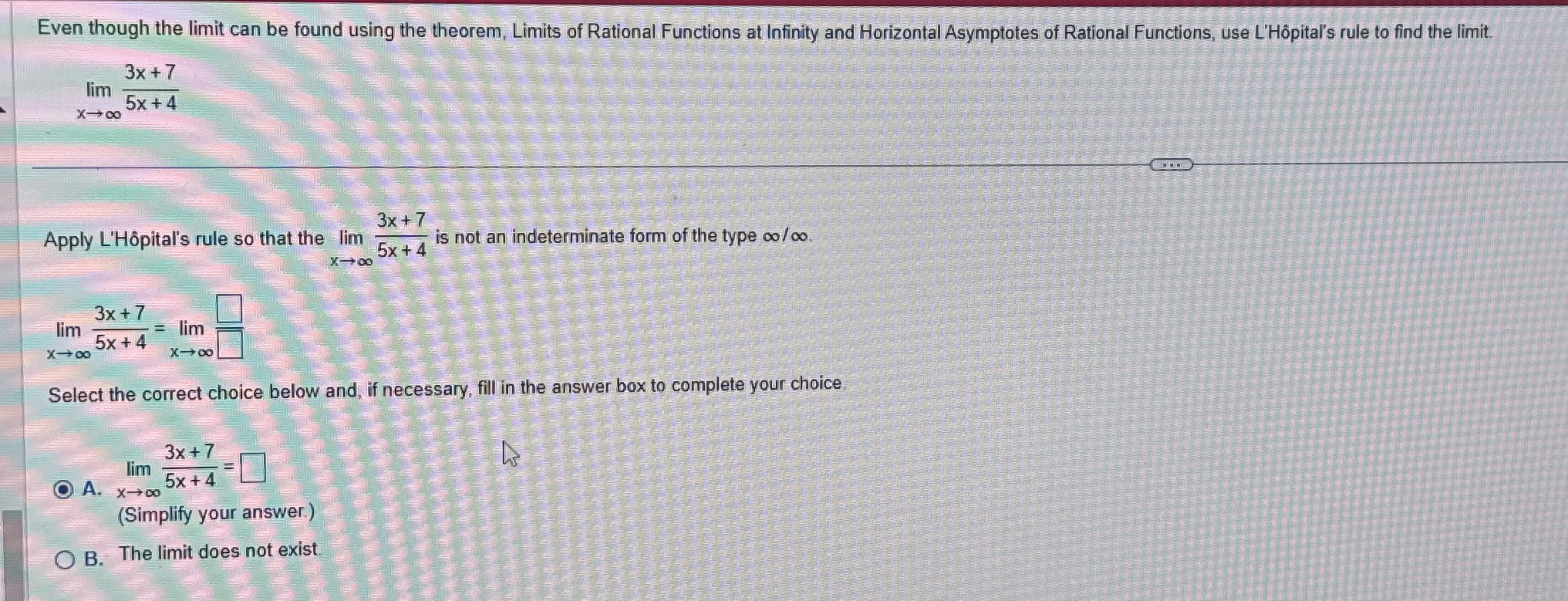 Even though the limit can be found using the theorem, Limits of