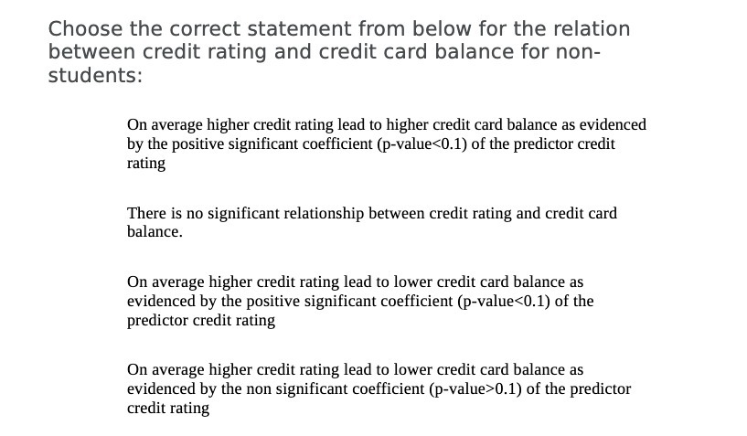 Choose the correct statement from below for the relation between credit rating