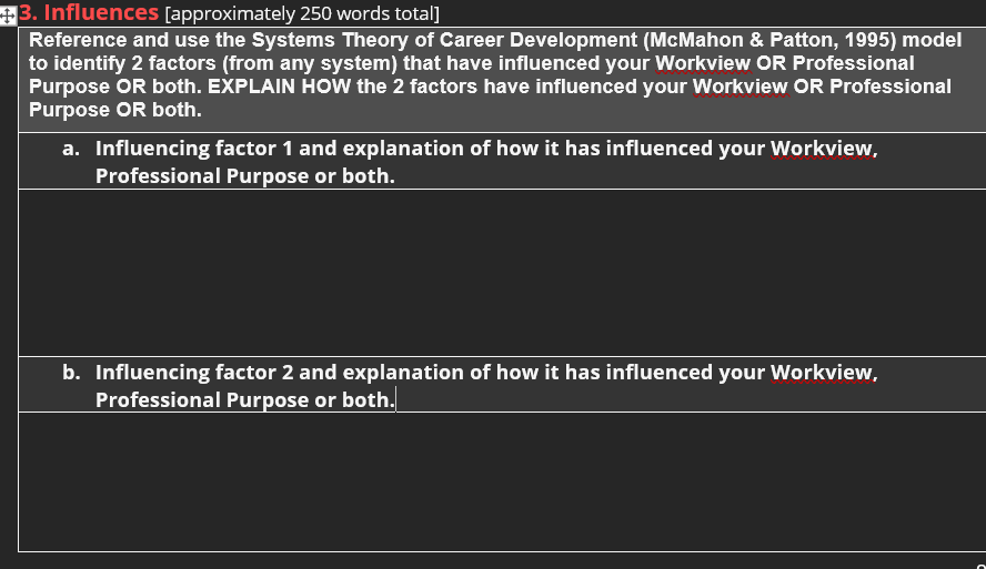+3. Influences [approximately 250 words total] Reference and use the Systems Theory
