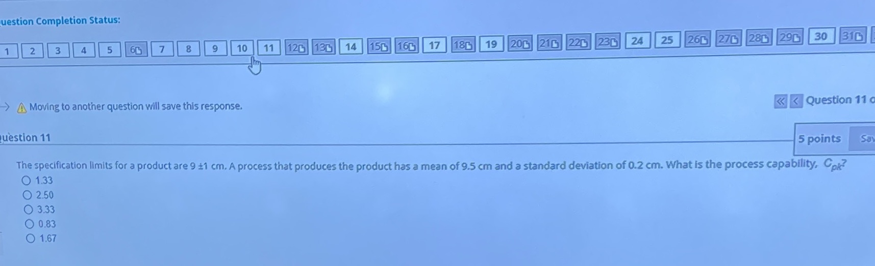 uestion Completion Status: 1 2 3 4 5 60 7 8 9