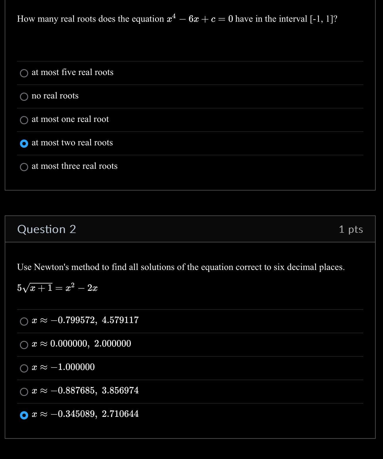 How many real roots does the equation x - 6x + c