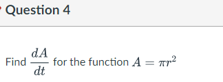 Find for the function A = r dt Question 5 Find dz