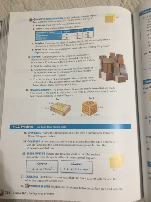 MULTIPLE REPRESENTATIONS In this problem, you will explore how dilations affect surface