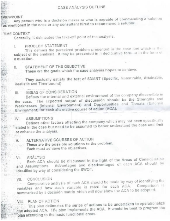 below: EVIEWPOINT CASE ANALYSIS OUTLINE Any person who is a decisin maker