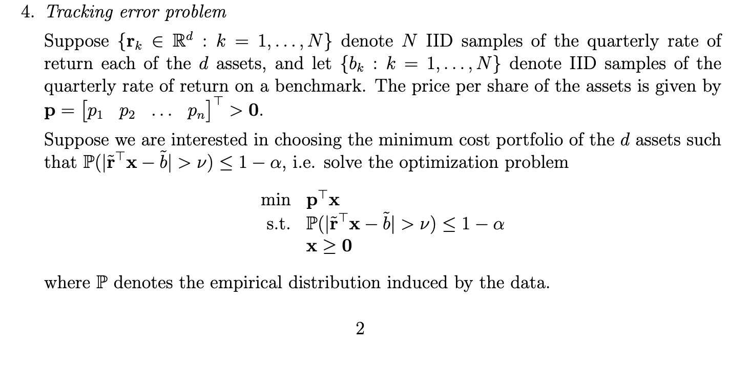 4. Tracking error problem Suppose {rk = = Rd : k 1,...,
