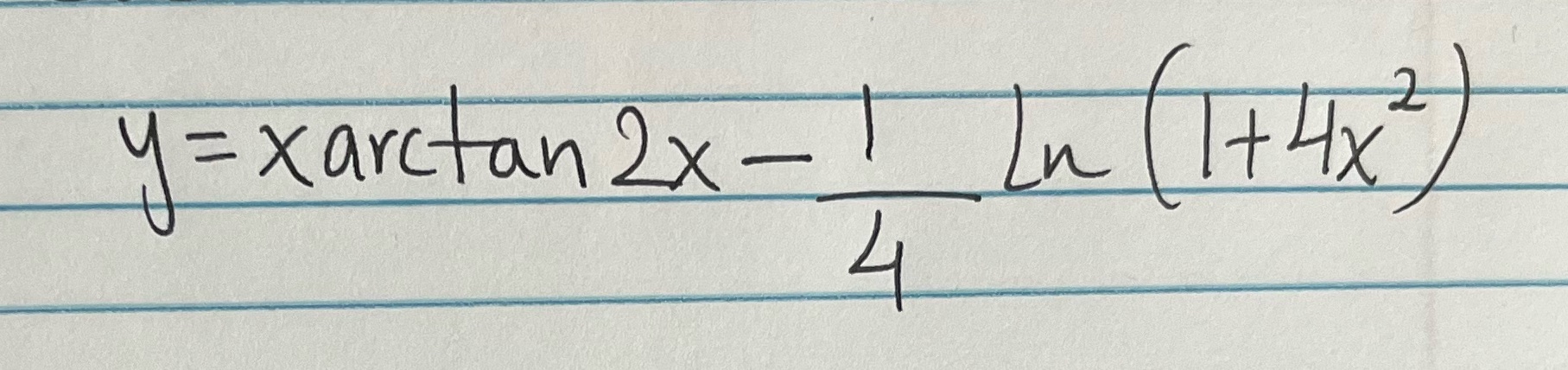 y=xarctan 2x-! In (1+4x) 4