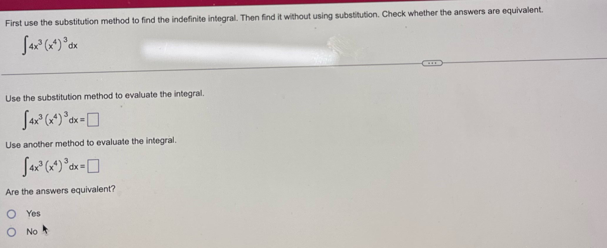 First use the substitution method to find the indefinite integral. Then find