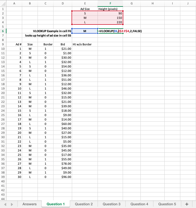 Size Height (pixels) 2 S 90 3 M 150 4 L 220