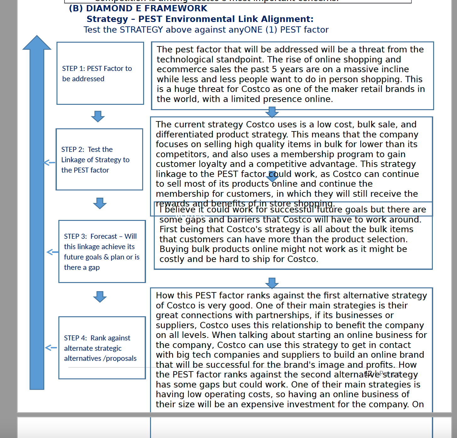 (B) DIAMOND E FRAMEWORK Strategy - PEST Environmental Link Alignment: Test the
