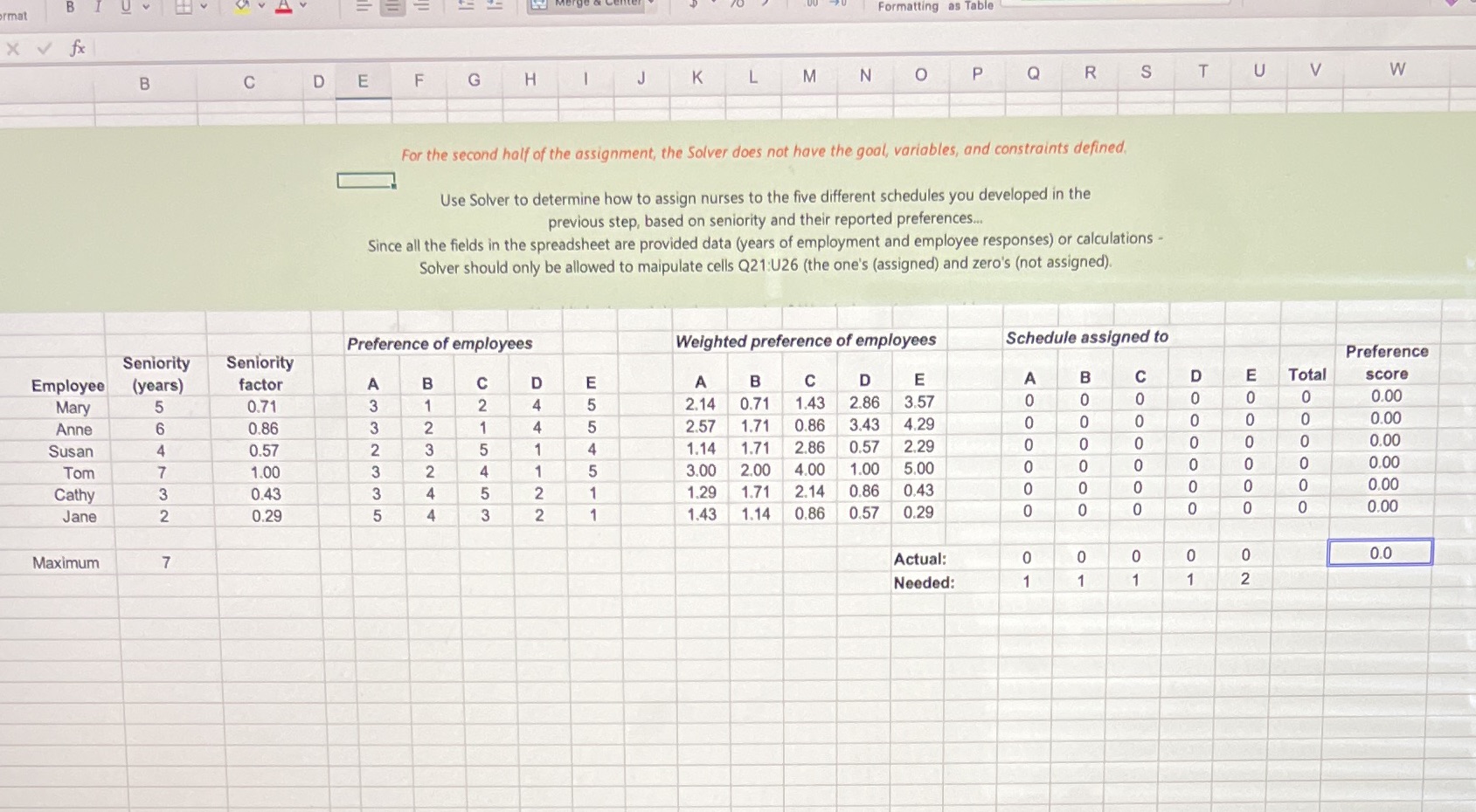 B ormat X fx Formatting as Table B C D E F