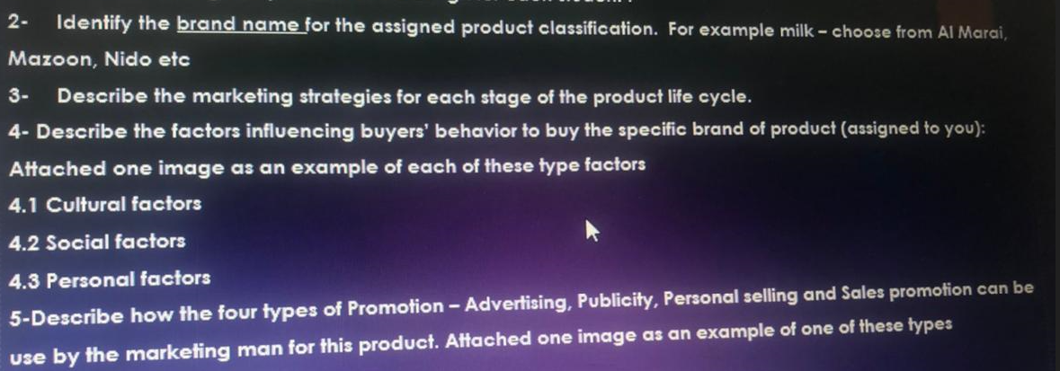 2- Identify the brand name for the assigned product classification. For example