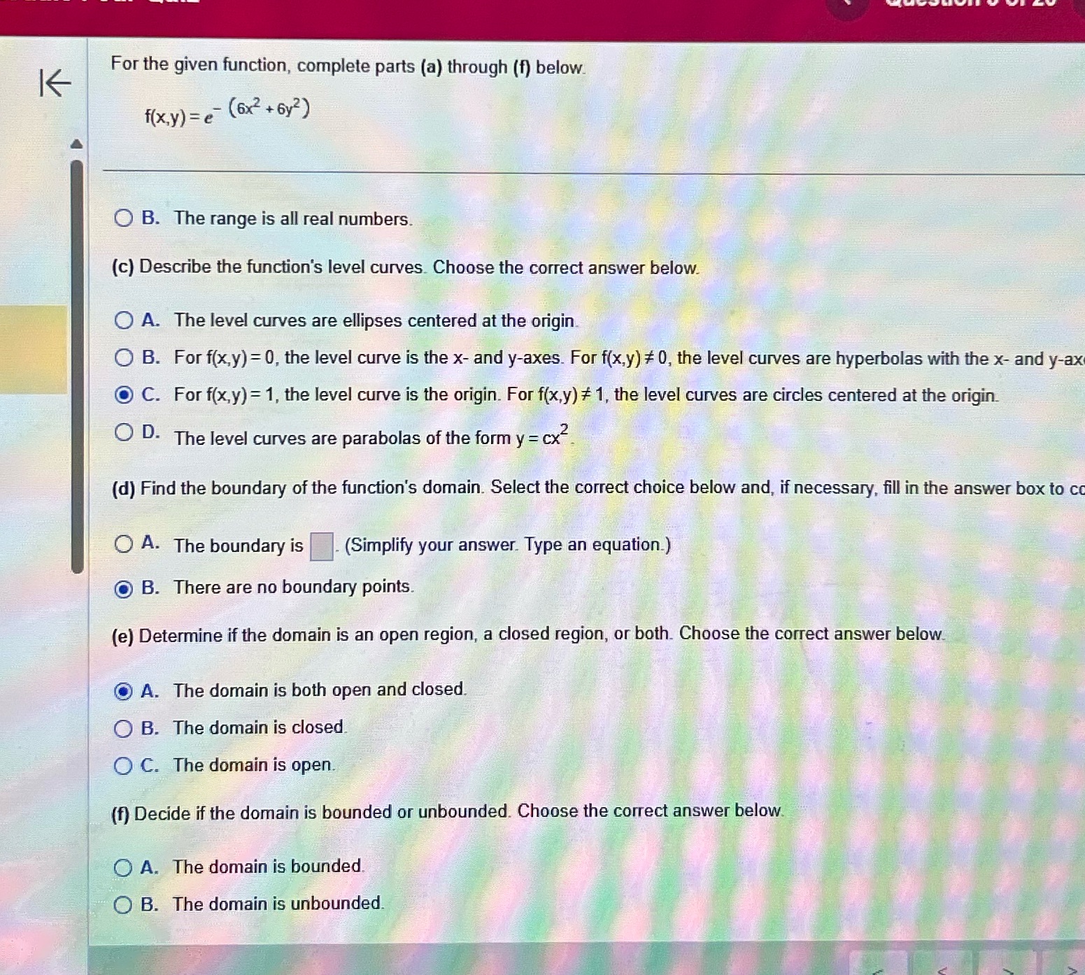 K For the given function, complete parts (a) through (f) below. f(x,y)