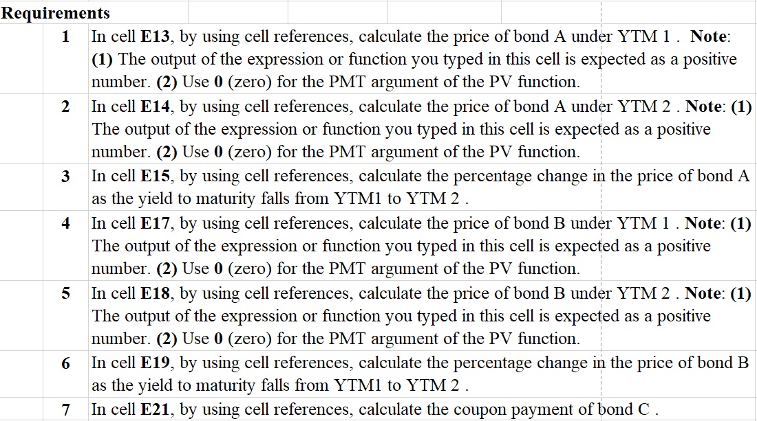 Requirements 1 In cell E13, by using cell references, calculate the price