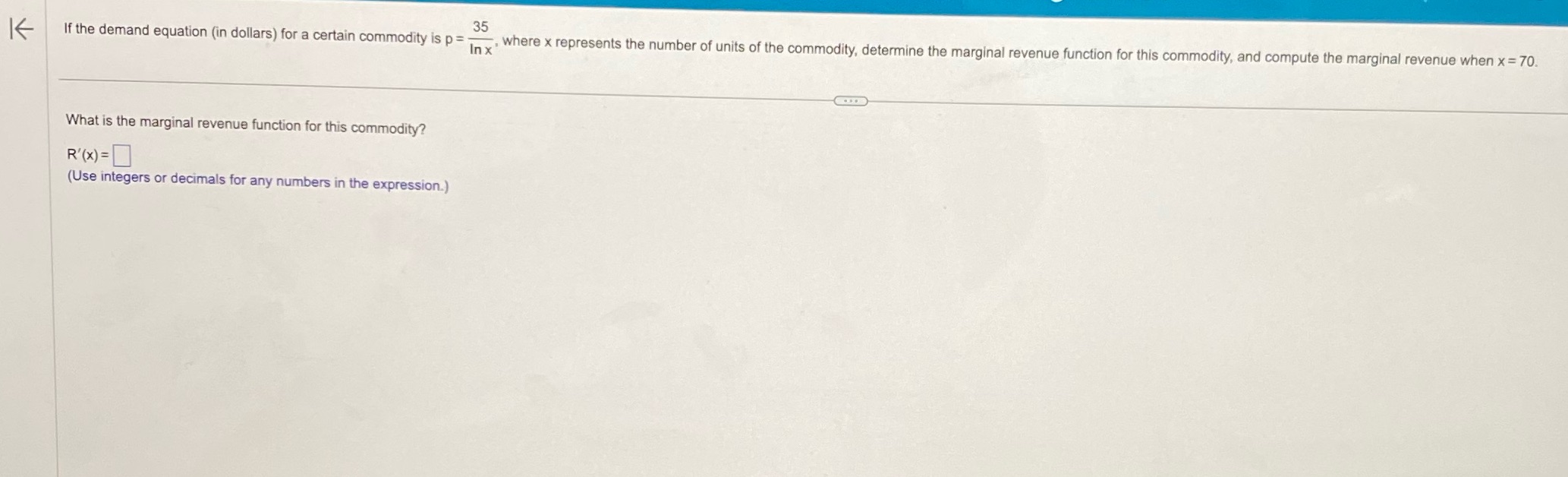 K 35 If the demand equation (in dollars) for a certain commodity