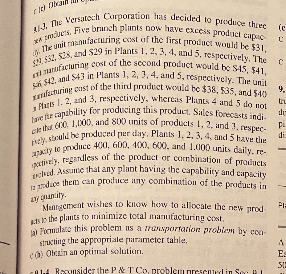 c (c) Obt ity. C C 9. 9.1-3. The Versatech Corporation has