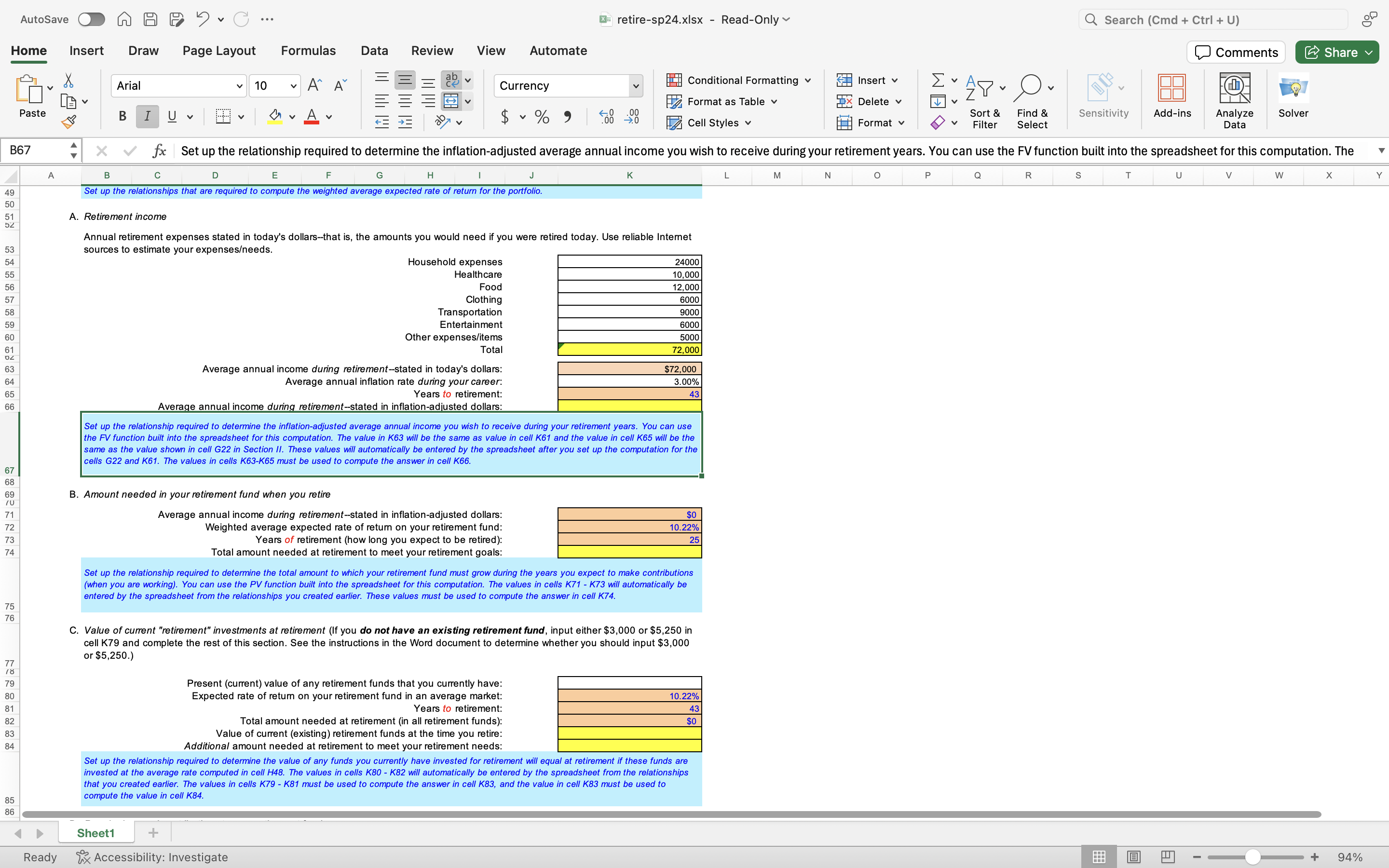 retire-sp24.xlsx - Read-Only Q Search (Cmd + Ctrl + U) BD Home