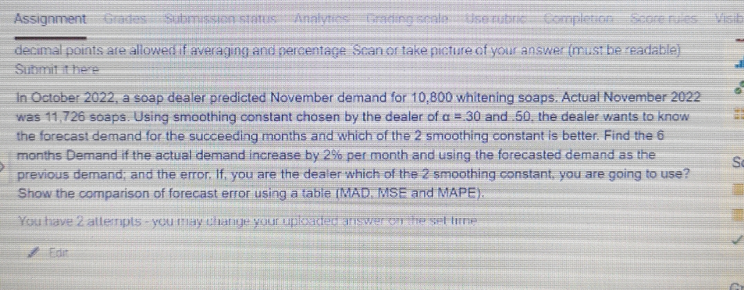 Assignment decimal points are allowed if averaging and percentage Scan or take