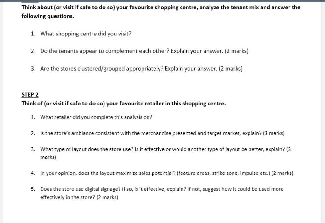 Think about (or visit if safe to do so) your favourite shopping