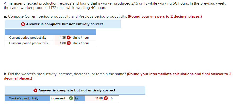A manager checked production records and found that a worker produced 245