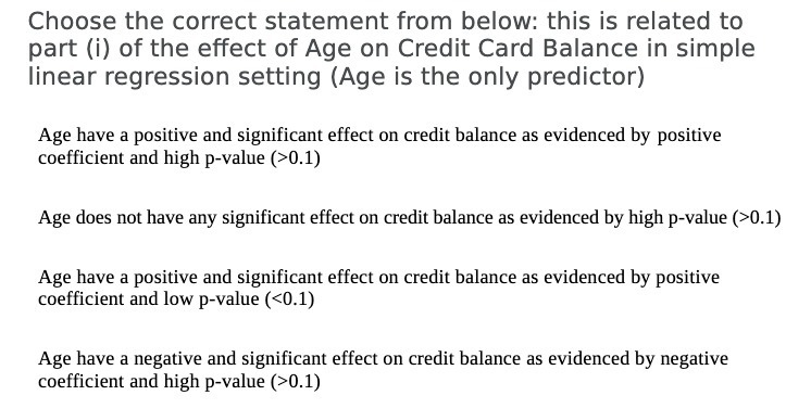 Choose the correct statement from below: this is related to part (i)