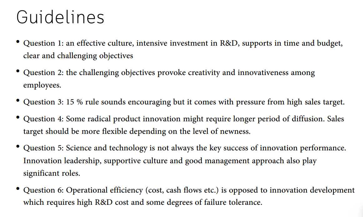 pursue innovative ideas" 2. The demand for innovation 30% of the sales