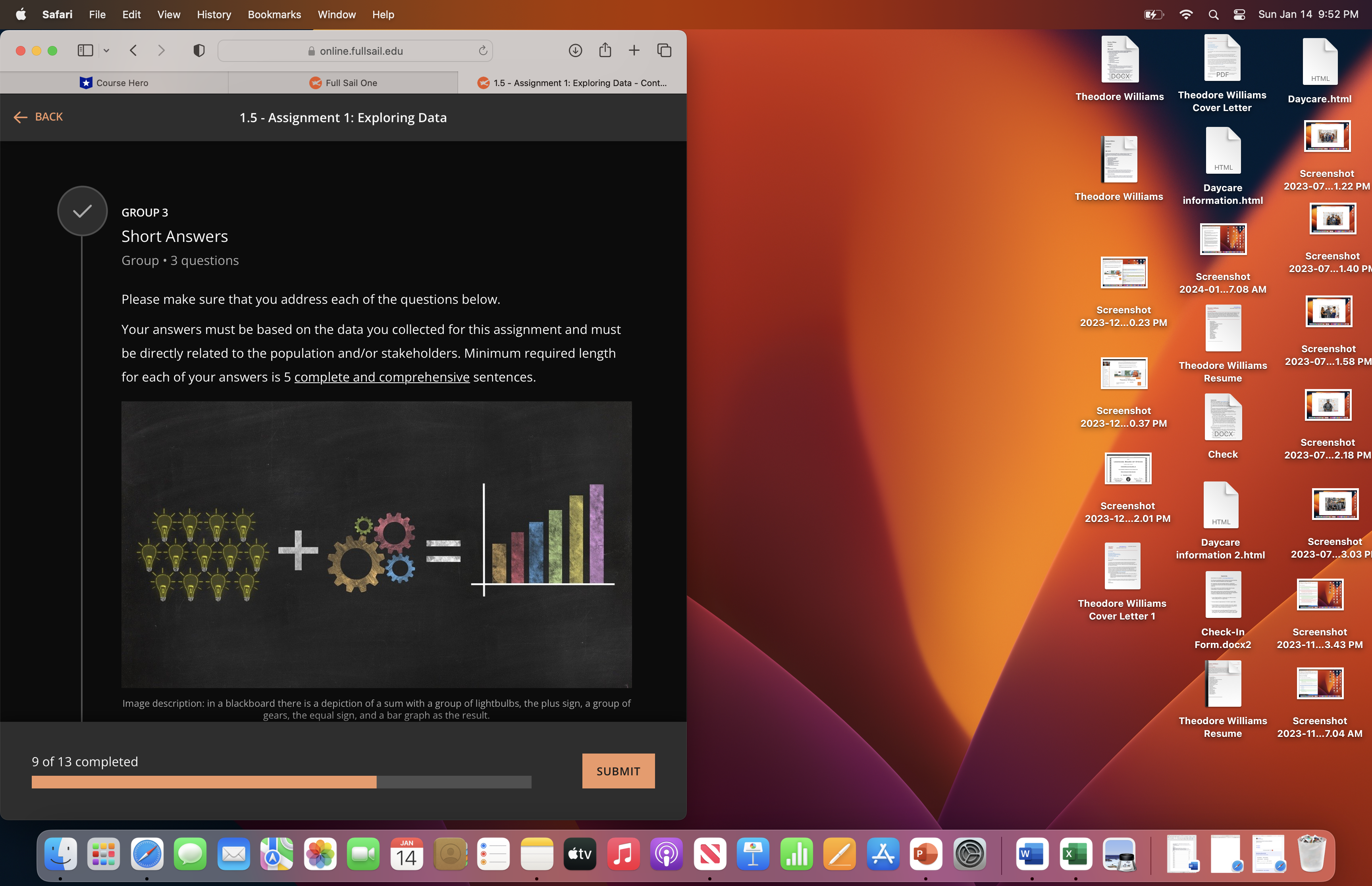 Safari File Edit View History Bookmarks Window Help BACK Course Hero online.fullsail.edu