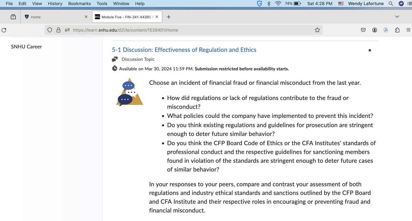 C File Edit View History Bookmarks Tools Window Help Home SNHU Career