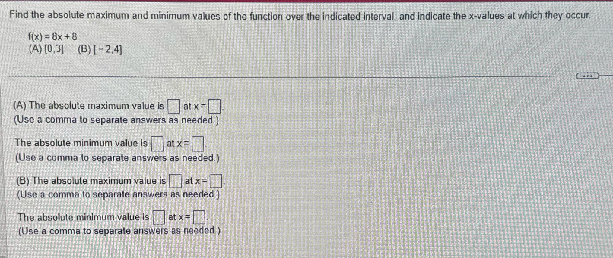 Find the absolute maximum and minimum values of the function over the