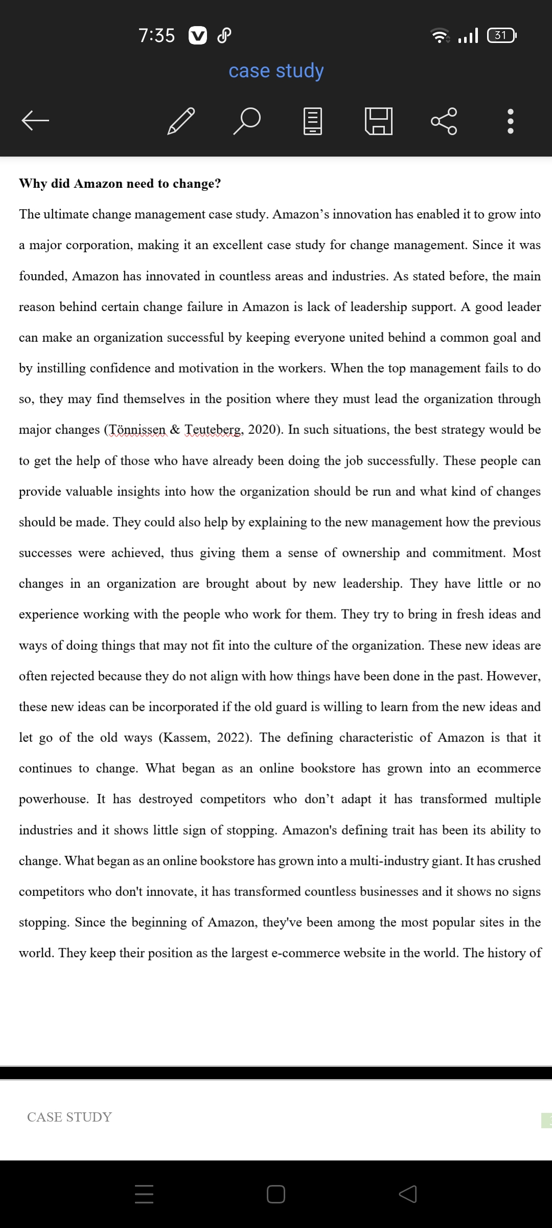 7:35 v case study H 31 Why did Amazon need to change?