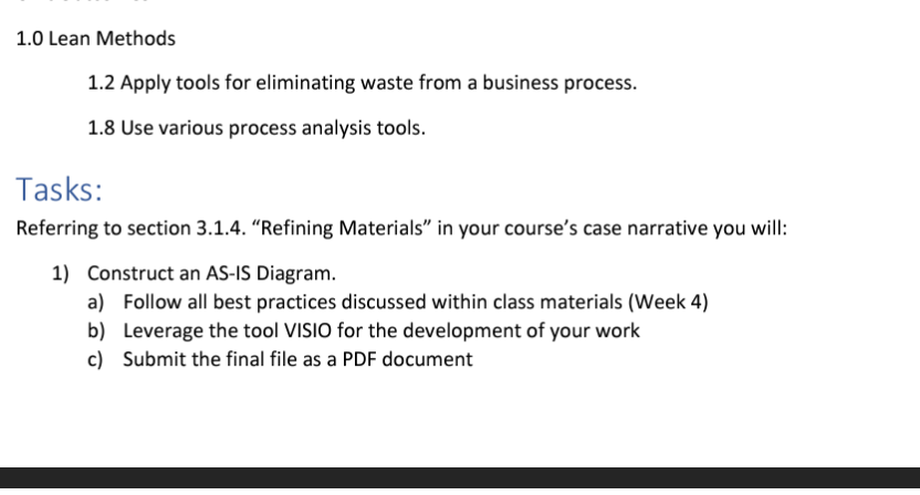 1.0 Lean Methods 1.2 Apply tools for eliminating waste from a business
