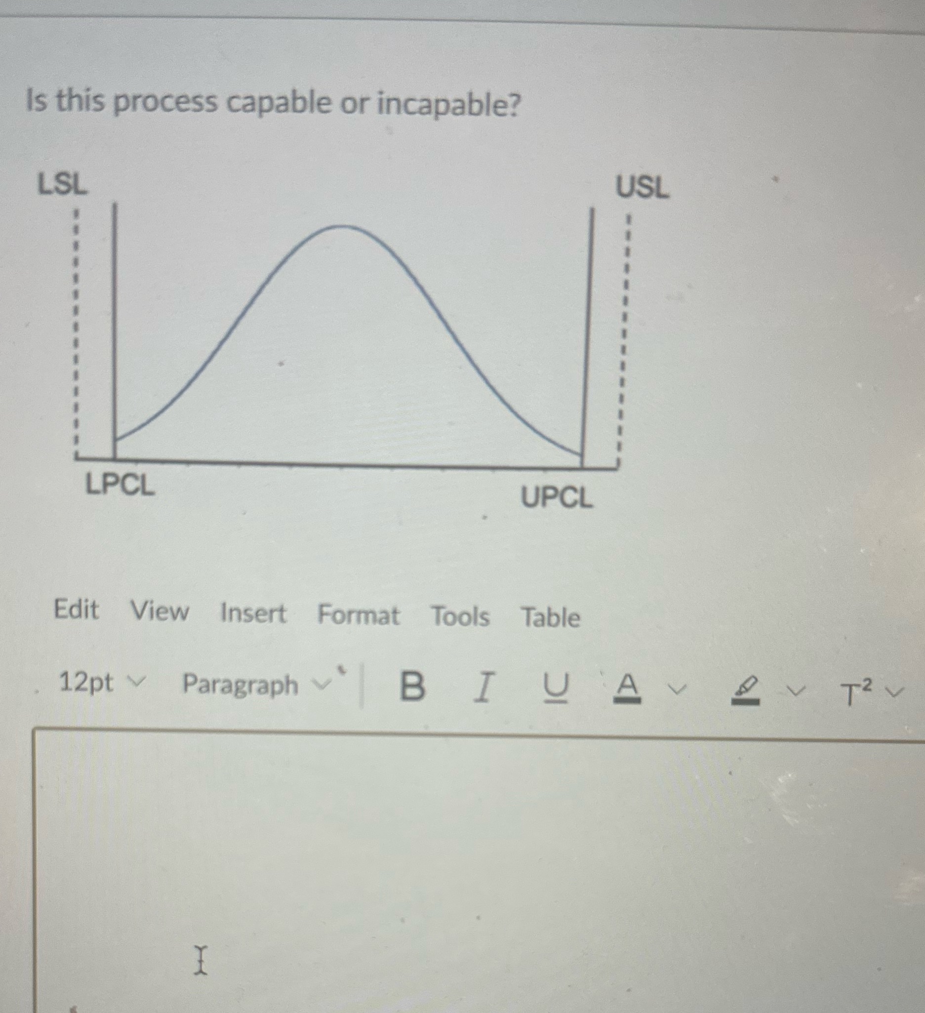 Is this process capable or incapable? LSL LPCL UPCL Edit View Insert