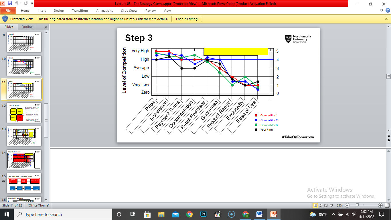 File Home Insert Design Transitions Animations Lecture 03 - The Strategy Canvas.pptx