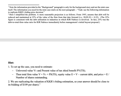 Note the information provided in the "Background" paragraph is only for the