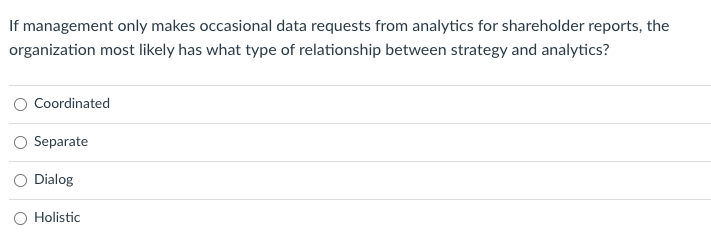 If management only makes occasional data requests from analytics for shareholder reports,