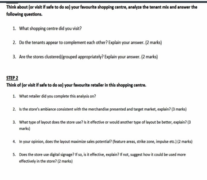 Think about (or visit if safe to do so) your favourite shopping