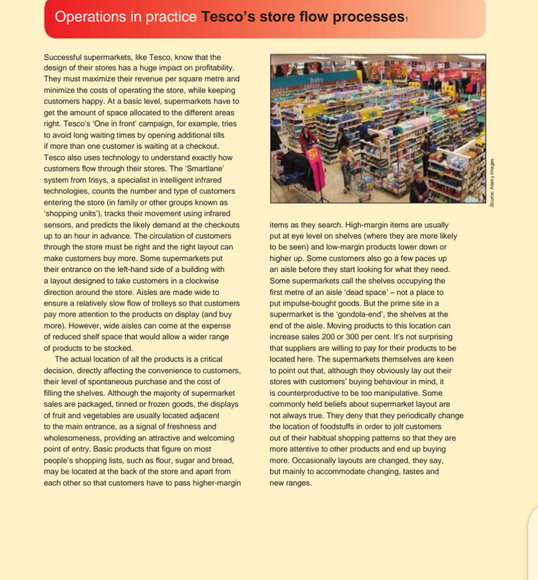 Operations in practice Tesco's store flow processes Successful supermarkets, like Tesco, know