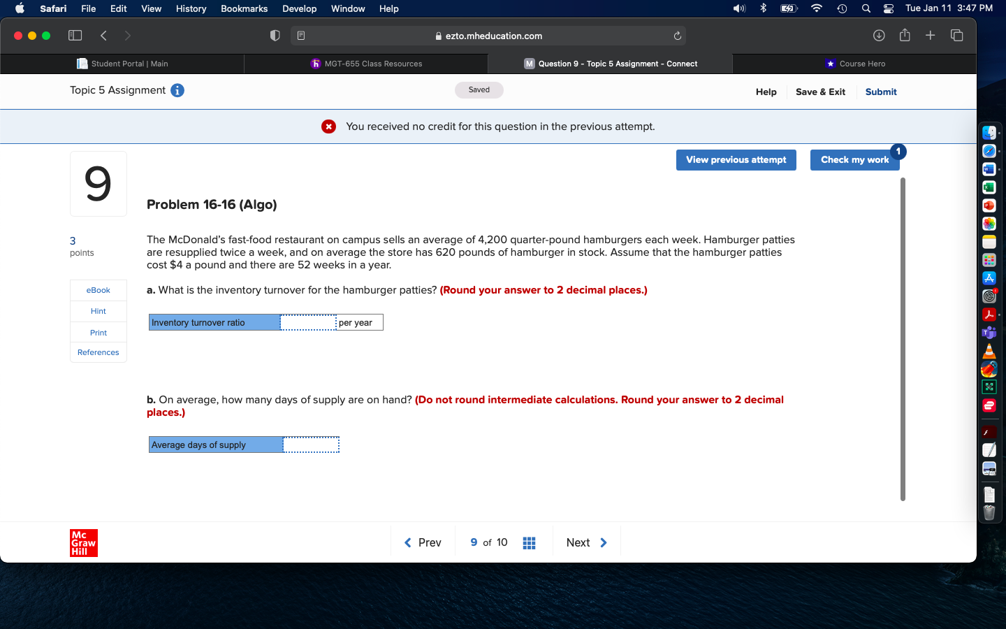 Safari File Edit View History Bookmarks Develop Window Help Student Portal |
