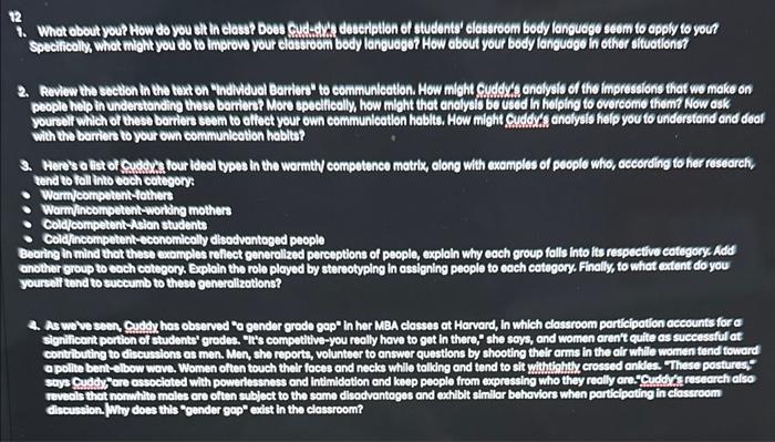 12 What about you? How do you sit in class? Does Cud-dy's