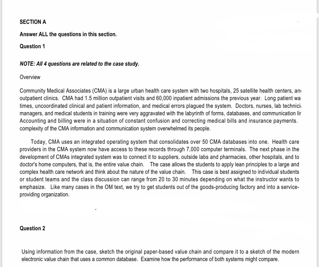 SECTION A Answer ALL the questions in this section. Question 1 NOTE:
