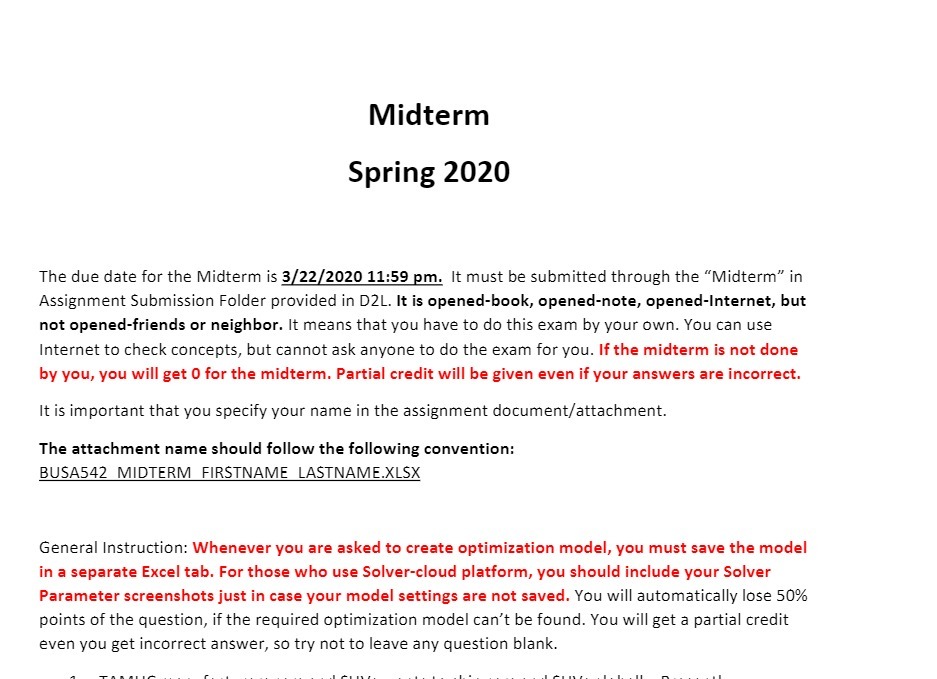 Midterm Spring 2020 The due date for the Midterm is 3/22/2020 11:59