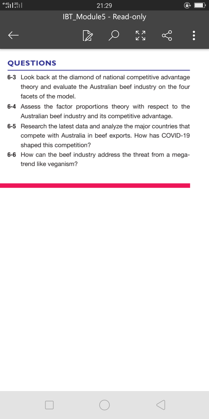 1 4G +41|2| 21:29 IBT Module5 - Read-only QUESTIONS 6-3 Look back