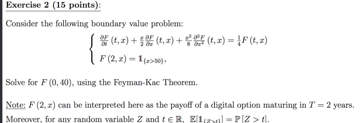 Exercise 2 (15 points): Consider the following boundary value problem: t OF