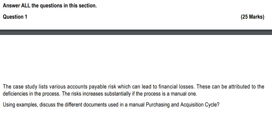 Answer ALL the questions in this section. Question 1 (25 Marks) The