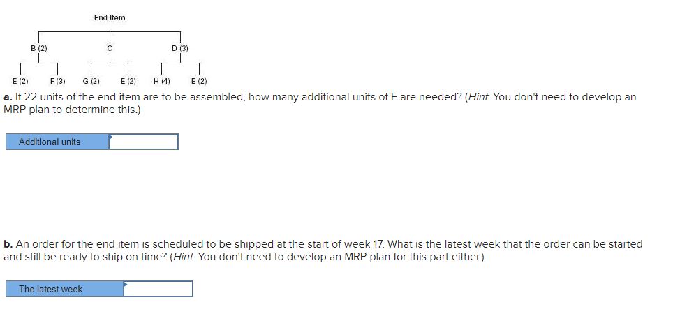 lead times, and quantities on hand. Item End 3 LT (week) Amount