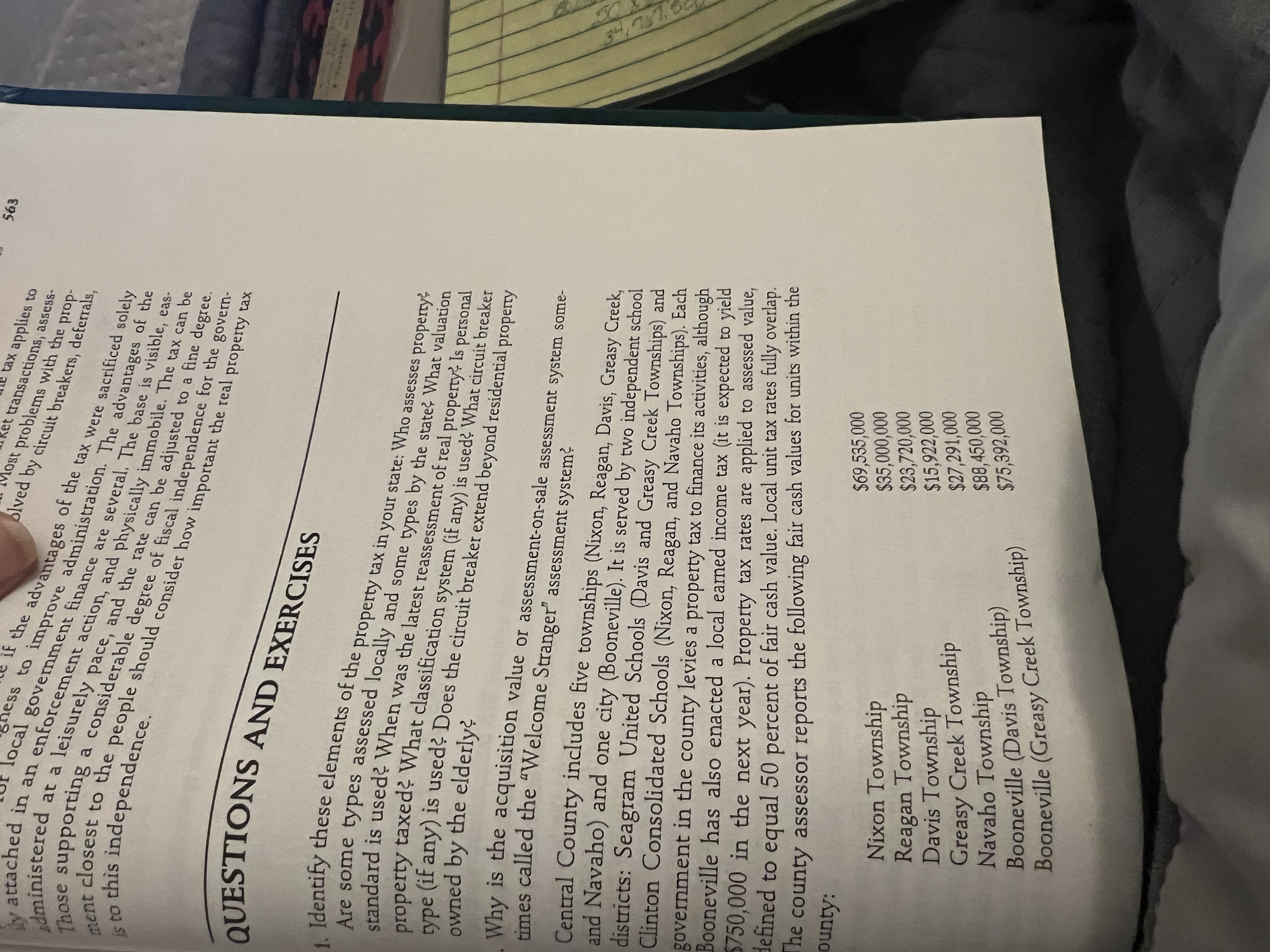 for the area outside of any city or town that resides in