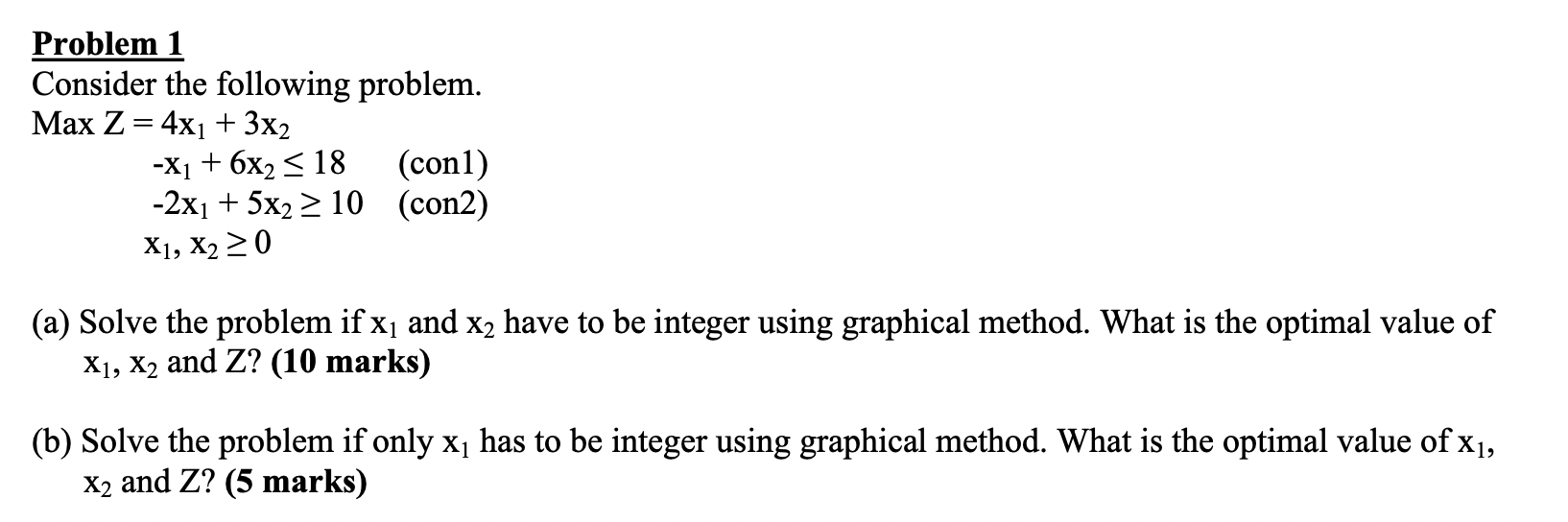 Problem 1 Consider the following problem. Max Z = 4x + 3x2