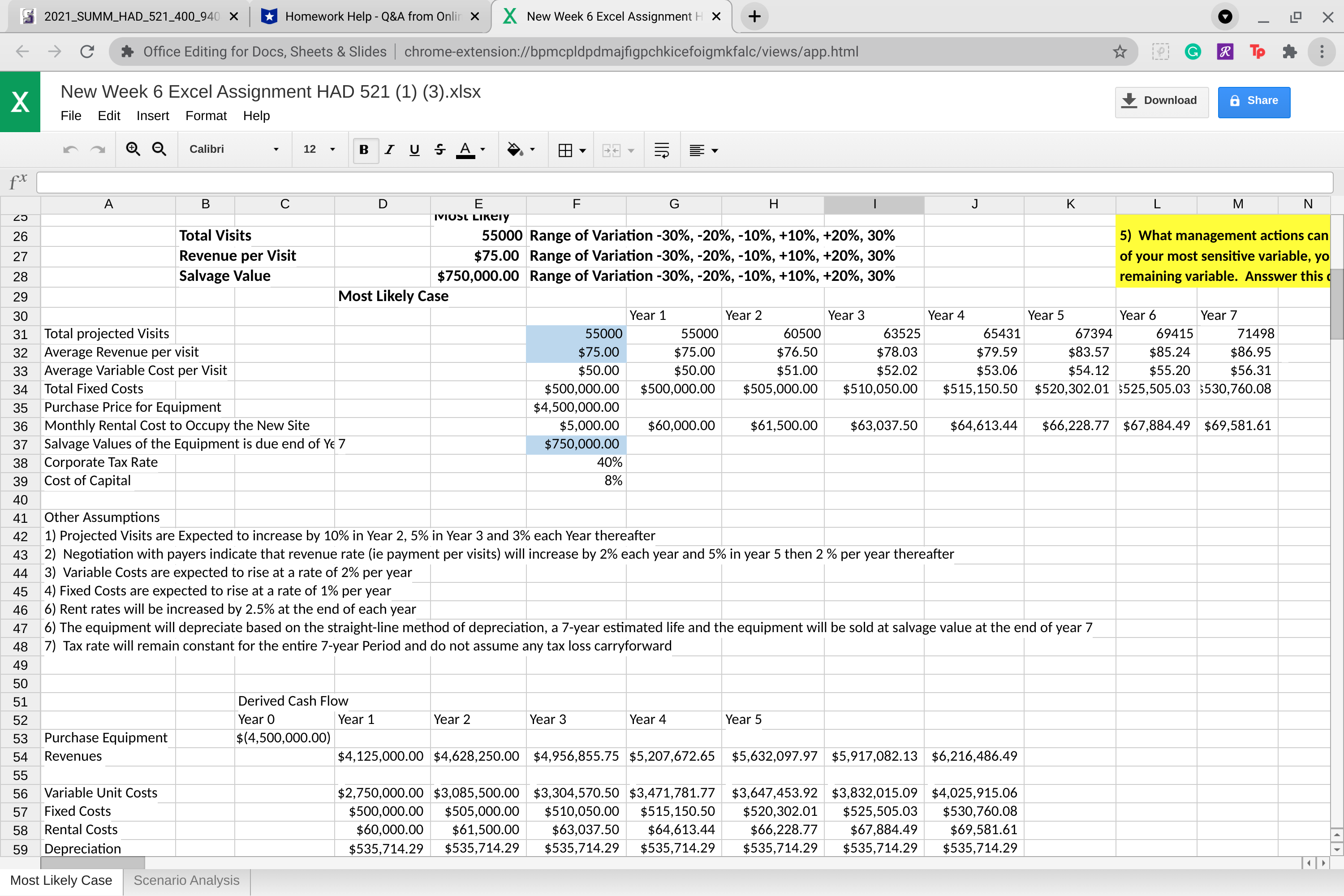 & Slides | chrome-extension://bpmcpldpdmajfigpchkicefoigmkfalc/views/app.html New Week 6 Excel Assignment HAD 521 (1)