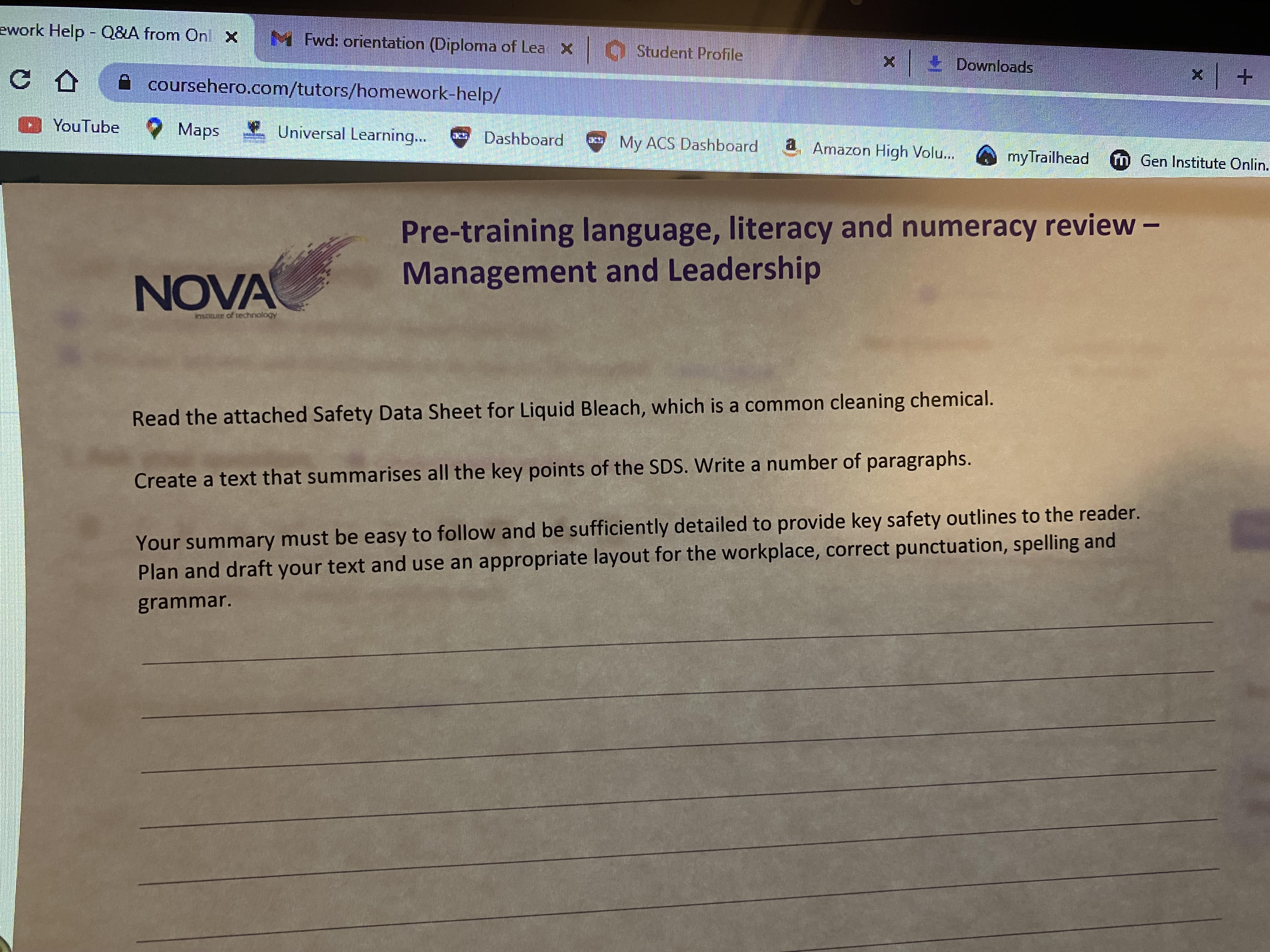 ework Help - Q&A from On x C D alla Fwd: orientation